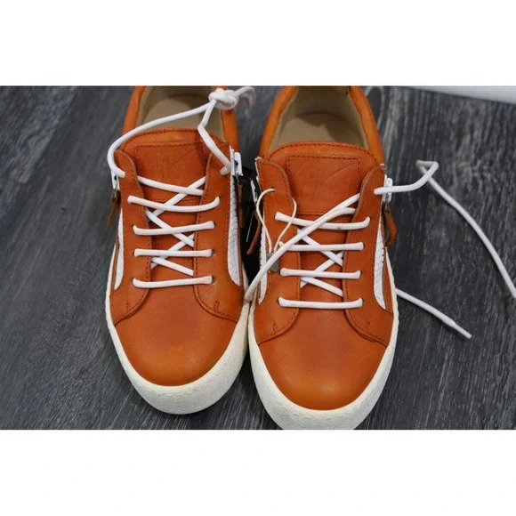 Giuseppe Zanotti Orange Leather Zip High Top Sneakers EU 35.5 - Picture 6 of 15